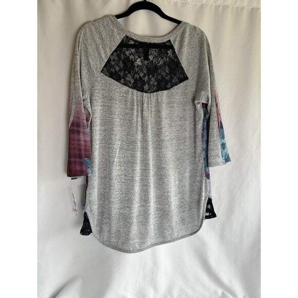 NWT Style & Co XL Downtown Gallery Beautiful Floral And Plaid With Lace Insert - Picture 8 of 10